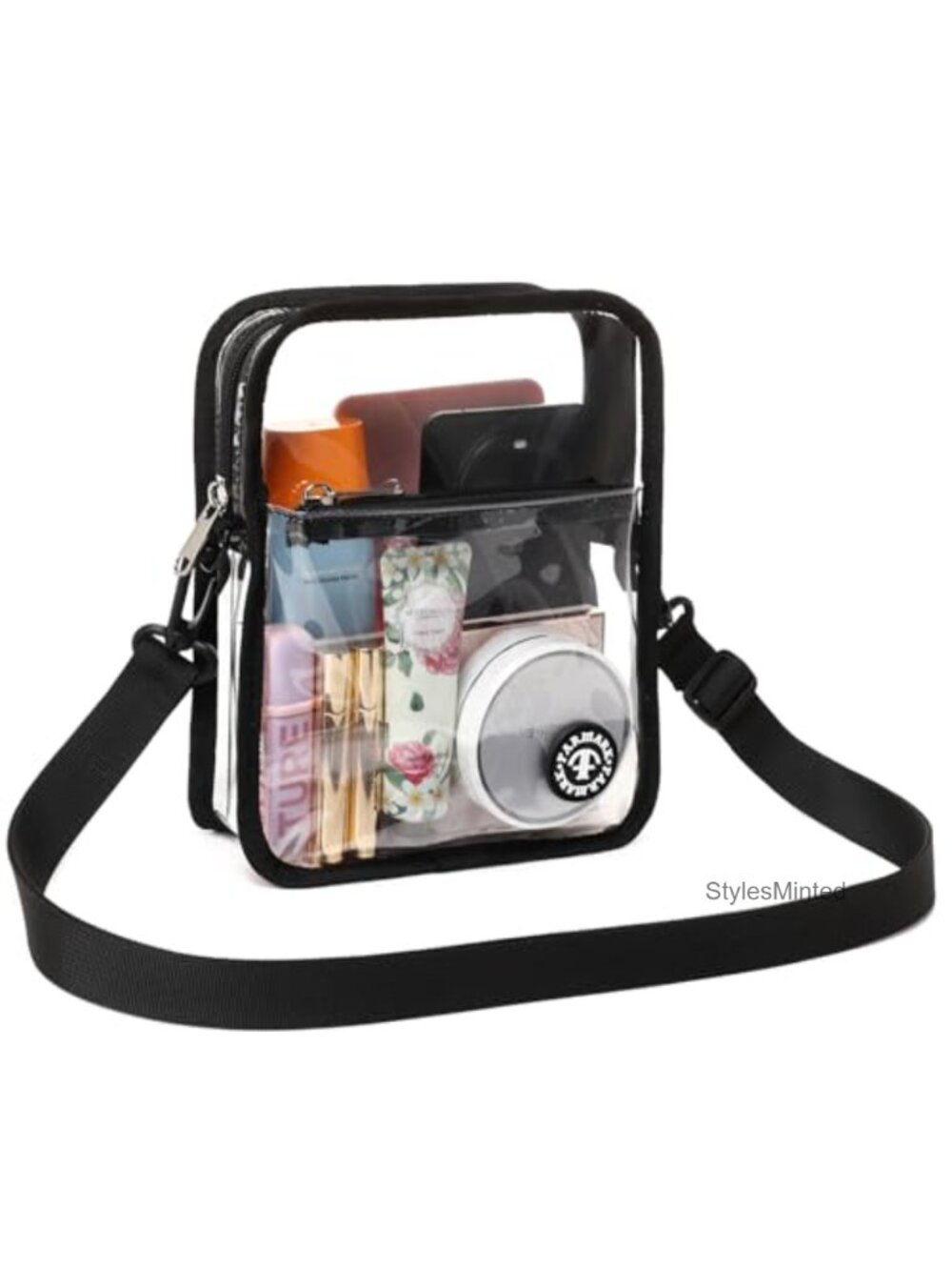 Clear Crossbody Bag for Stadium Events, Waterproof PVC Purse with Front Pocket,